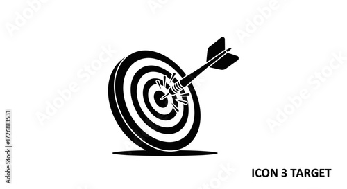 Arrow hitting bullseye on target conceptual achieving goals and success