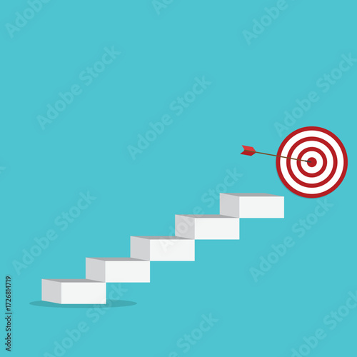 Business challenge failure and success concept. Red arrow hits the center.	