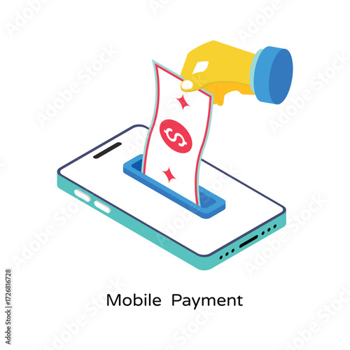 Mobile  Payment Isometric Vector Illustration