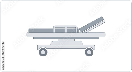 Gray illustration of a medical stretcher on wheels.