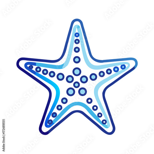 Starfish in blue gradient style with circular patterns concept of marine icon  