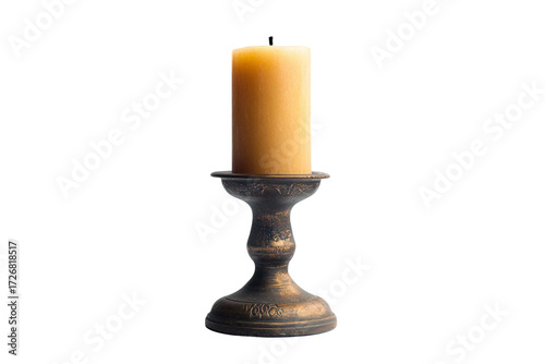 Decorative pillar candle isolated on transparent background