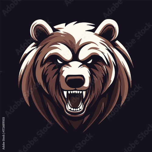 Intense Grizzly Bear Illustration: A fierce grizzly bear illustration, depicted with a striking, imposing presence.