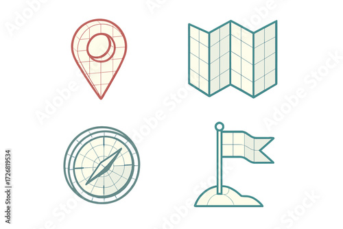 Exploring navigation tools like maps, compasses, pins, and flags for outdoor adventures and travel planning