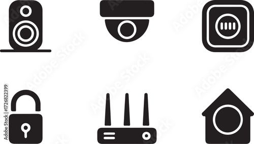 Smart home icons security automation connected devices