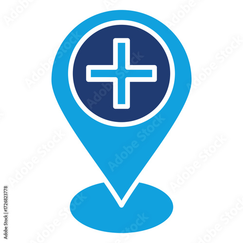 Hospital Location Flat Blue Icon