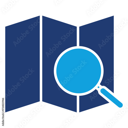 Search Map Flat Blue Icon