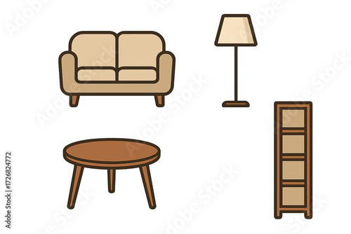 Cozy living room furniture items arranged for a comfortable home atmosphere