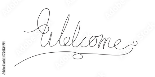 continuous single line drawing of word welcome line art vector illustration