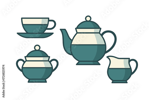 Refreshing tea set featuring a teapot, cups, and cream server designed for afternoon tea gatherings