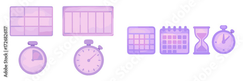 Colorful collection of timers and scheduling tools for effective time management