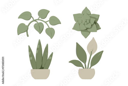 Decorative green silicone plant designs suitable for home or garden decor throughout the year
