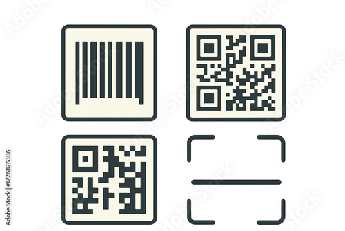 Different types of codes shown to illustrate scanning options and technology uses in various applications
