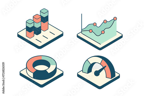 Colorful graphs and charts showing data trends and statistics in a modern design layout