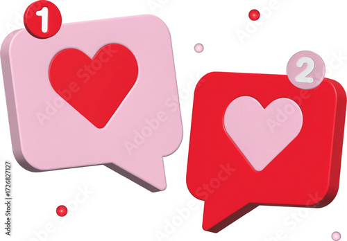 Social Media Heart Icons Speech Bubble Notification Illustration