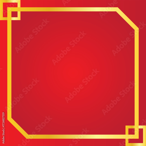 Elegant Red Background with Golden Frame - A Festive and Decorative Design for Various Applications