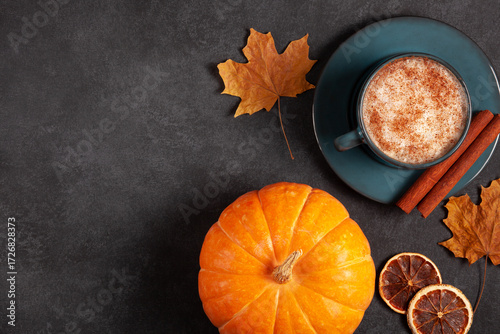 Autumn Pumpkin Spice Latte with Cinnamon