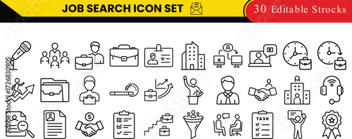 Career, Resume, and Hiring Icons .  Clean Line Vector Collection