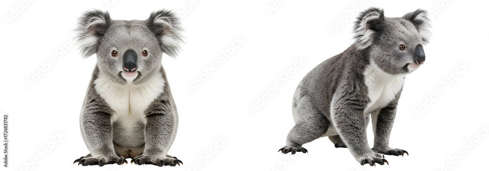 Obraz premium Set of koalas isolated on transparent cutout background, cut out, png