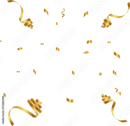 Gold ribbon confetti background for party and celebration
