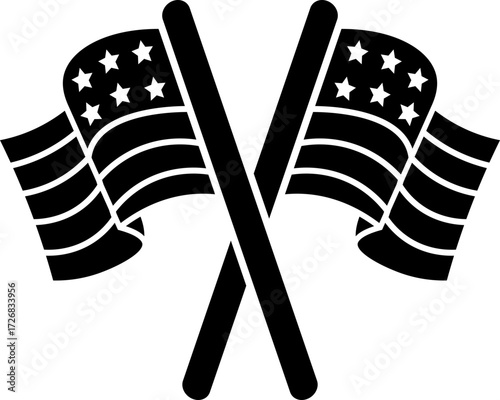 Made in uk a Heres a 12 word sentence describing shows two crossed american flags vector icon glyph style design.