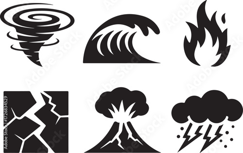 Collection of police officer icons and symbols for law enforcement