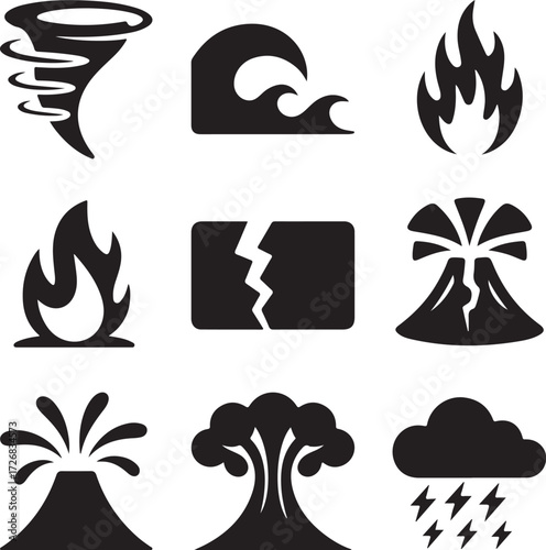 Silhouette set of military soldiers in various poses and actions