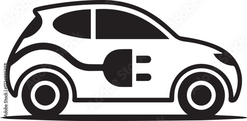 Vector art of electric car icon, a symbol of ecofriendly transport
