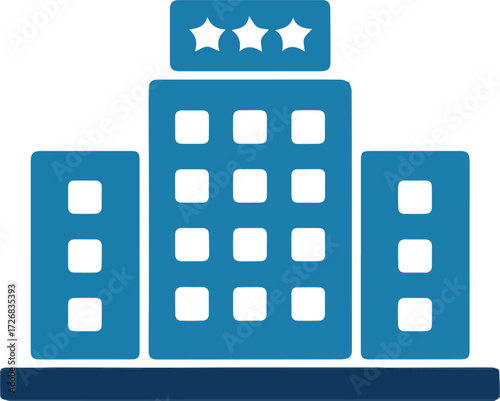 Vector art of hotel building with three stars, a symbol of hospitality