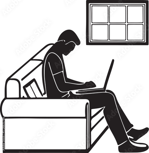 man working on laptop