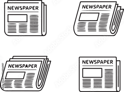 Vector art of four newspaper icons in different perspectives