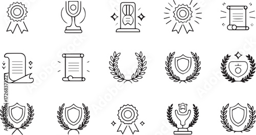 Vector art of collection of awards and achievements icons
