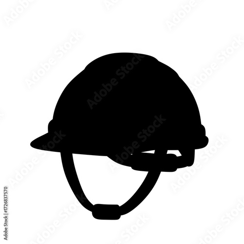 Silhouette of construction safety helmet, minimal black shape representing protection, building, and industrial safety. Perfect for signage, logos, and safety communication materials