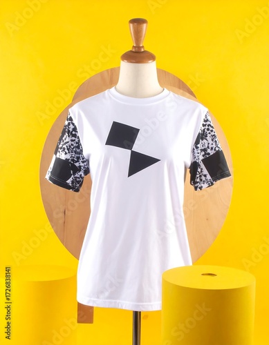 White t-shirt with geometric design