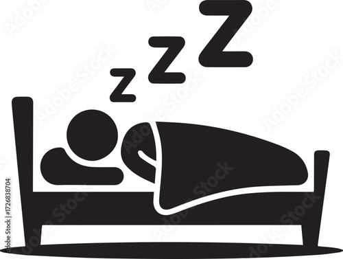 Vector art of person sleeping in bed with zzz symbols