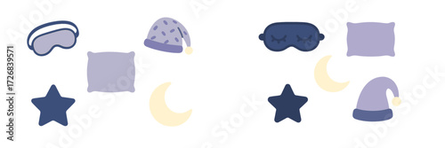 Sleep accessories in soft colors with stars and moons in a cozy design for restful nights