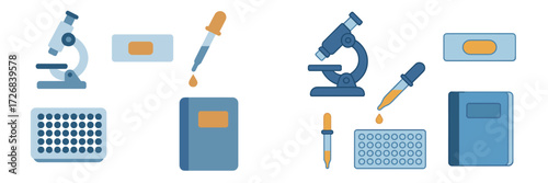 Microscope and laboratory supplies are arranged for scientific research and experimentation in a modern lab setting