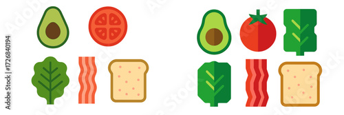 Colorful ingredients arranged for making healthy sandwiches with vegetables and bread at a kitchen counter