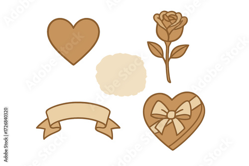 Elegant brown themed elements for design and decoration without any specific context