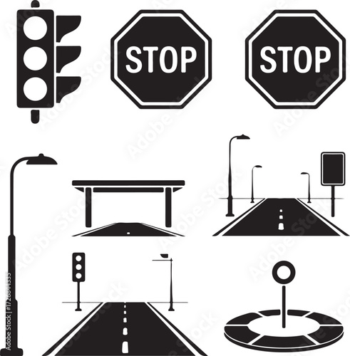 Street signs and traffic signals for urban planning