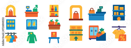 Colorful Store Icons Grid