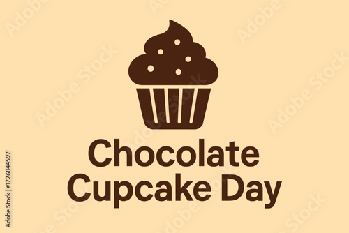 Chocolate Cupcake Day Flat Vector Illustration with Food Icon