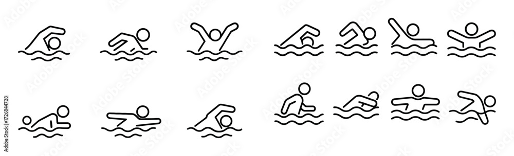 Obraz premium Swimming Icons Grid
