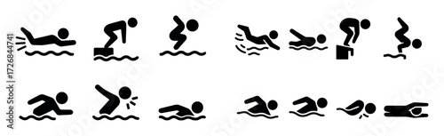 Swimming Techniques Icons