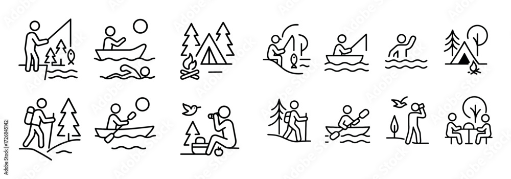 Naklejka premium Lake Activity Icons