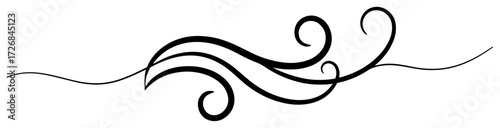 Elegant calligraphic flourish divider with flowing swirl – classic decorative ornament vector for invitations