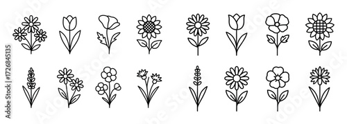 Minimalist Flower Icon Set