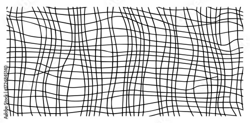 Wavy distorted grid pattern background – abstract warped mesh lines optical illusion vector texture