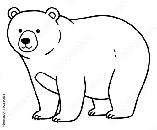 Cute cartoon polar bear standing with friendly expression – simple Arctic wildlife mascot vector illustration