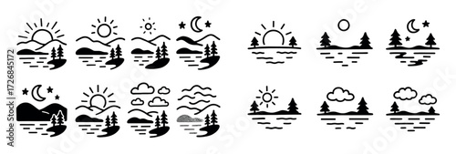 Lake Landscape Icons